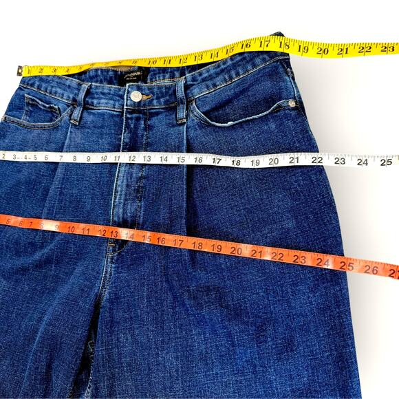 Banana Republic Wide Leg Crop High Rise Blue Jeans Pleated Women Size 33/16 Tall - Picture 9 of 12